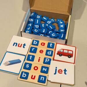 Coogam Wooden Reading Blocks Word Builder Set Preschool Learning Toy 3+ Complete